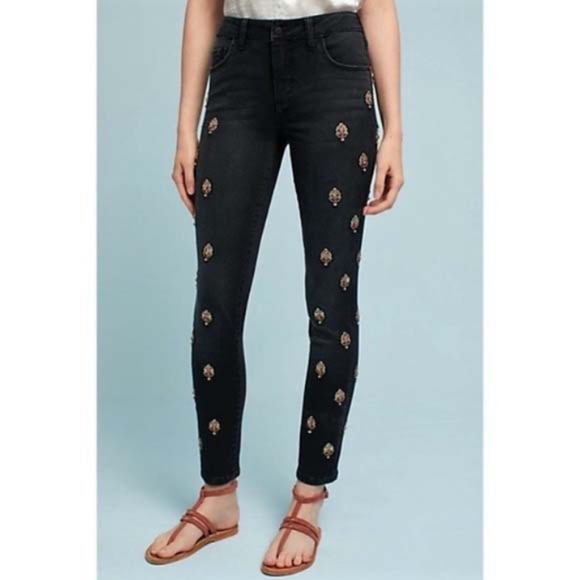 ANTHROPOLOGY PILCRO EMBELLISHED HIGH RISE JEANS 25 - Picture 3 of 9